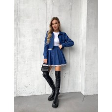 Женский вельветовый костюм (жакет и юбка-шорты) джинс
