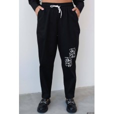 Джинсы baggy с накатом +талия на резинке черный