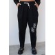 Джинсы baggy с накатом +талия на резинке черный