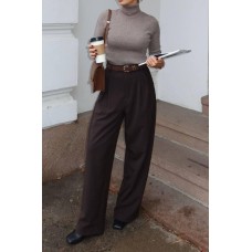 Классические брюки свободного кроя с карманами шоколад