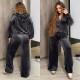 Спортивный велюровый костюм (кофта на молнии с капюшоном+широкие брюки) графит