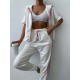 Спортивный костюм: кофта с коротким рукавом+штаны белый