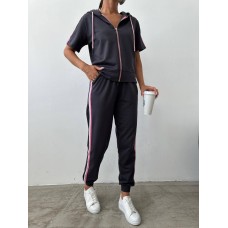 Спортивный костюм: кофта с коротким рукавом+штаны графит
