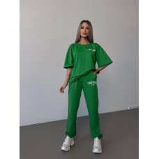 Костюм двойка «California» футболка со спущенным рукавом+штаны с затяжкой зеленый