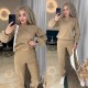 Стильный вельветовый костюм (кофта+брюки со стрелками) бежевый