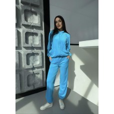 КОМФОРТНЫЙ КОСТЮМ ИЗ ВЕЛЮРА кофта+штаны голубой