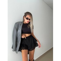 Базовая Юбка - шорты с кружевом черный