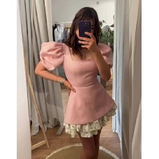 Летнее платье с подъюбником из софта розовый