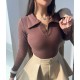 Базовый теплый гольф с отложным воротничком шоколад