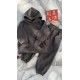 Теплый детский костюм из флиса (брюки низ на манжете+кофточка с капюшоном) графит