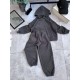 Теплый детский костюм из флиса (брюки низ на манжете+кофточка с капюшоном) графит