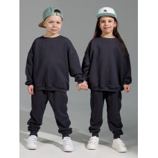 Утепленный детский костюм Oversize унисекс трехнитка на флисе графит