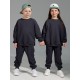 Утепленный детский костюм Oversize унисекс трехнитка на флисе графит