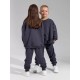 Утепленный детский костюм Oversize унисекс трехнитка на флисе графит