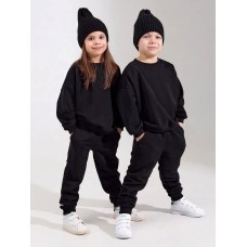 Утепленный детский костюм Oversize унисекс трехнитка на флисе черный
