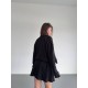 Уютный трикотажный костюм тройка из ангоры (укороченный топ+расклешенная юбка+кардиган) черный
