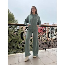 Костюм спортивный (кофта с капюшоном на молнии+свободные штаны) оливка