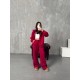 Теплый и объемный костюмчик (кофта на молнии+штаны) трехнить на флисе марсала