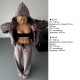 Женский велюровый костюм (кофта с капюшоном+затяжками по низу+свободные брюки)