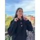 Теплый и удобный женский костюм (Кофта с оригинальной фурнитурой+брюки) черный