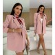 Женственный Костюм (классический удлиненный жакет+юбка-шорты с разрезами) розовый