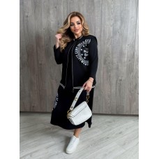 Костюм двойка в стиле спорт шик платье + жилет черный