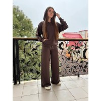 Костюм спортивный (кофта с капюшоном на молнии+свободные штаны) шоколад