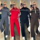 Трикотажный костюм с лентами контрастного цвета (кофта на молнии+брюки прямого кроя) черный