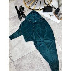 Велюровый теплый костюм (кофта с капюшоном+брюки низ на манжете) бутылка