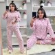 Легкий костюм из муслина (рубашка+брюки прямого кроя) розовый