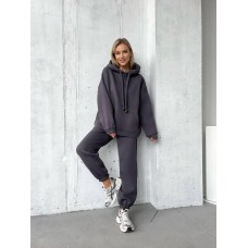 Базовый костюм (толстовка с карманом-кенгуру+штаны) трехнить «пенье» графит