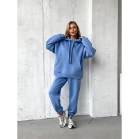 Базовый костюм (толстовка с карманом-кенгуру+штаны) трехнить «пенье» голубой