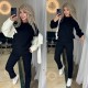 Стильный вельветовый костюм (кофта+брюки со стрелками) черный