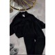 Теплый мягкий костюм из флиса (кофта воротник стойка+брюки по низу на резинке) черный