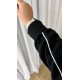 Костюм с контрастным кантом (кофта на молнии+капюшоном+прямые брюки) флис черный