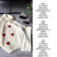 Костюм для прогулок (худи принт сердечки из трехнитки на флисе+лосины из ангоры) молоко
