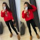 Молодежный костюм (кофта с круглой горловиной+накатом+лосины) красный