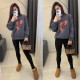 Молодежный костюм (кофта с круглой горловиной+накатом+лосины) графит