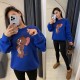 Молодежный костюм (кофта с круглой горловиной+накатом+лосины) синий