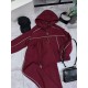 Прогулочный теплый костюм с кантом (кофта на змейке с капюшоном+свободные брюки) бордо