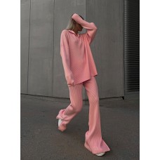 Комфортный костюм ангора рубчик розовый