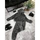 Плюшевый костюм (кофта с капюшоном+брюки на манжетах по низу) графит