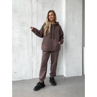 Базовый костюм (толстовка с карманом-кенгуру+штаны) трехнить «пенье» кофейный