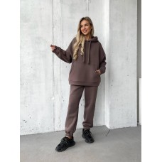 Базовый костюм (толстовка с карманом-кенгуру+штаны) трехнить «пенье» кофейный