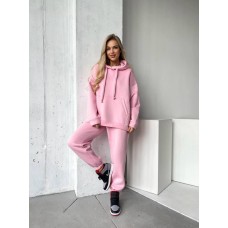 Базовый костюм (толстовка с карманом-кенгуру+штаны) трехнить «пенье» розовый барби