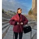 Теплая куртка с шалевым воротником на запах под пояс+наполнитель силикон бордо