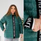 Куртка с капюшоном на молнии из плащевки на синтепоне с вставками трикотажа с надписьями изумруд