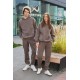 Костюм спортивный (ЖЕНСКИЙ) из серии Family Look (худи+джоггеры с высокой посадкой) коричневый