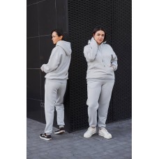 Спортивный (ЖЕНСКИЙ) )костюм в стиле FAMILY LOOK (кофта с капюшоном+брюки с манжетой) пепельный