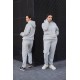 Спортивный (ЖЕНСКИЙ) )костюм в стиле FAMILY LOOK (кофта с капюшоном+брюки с манжетой) пепельный